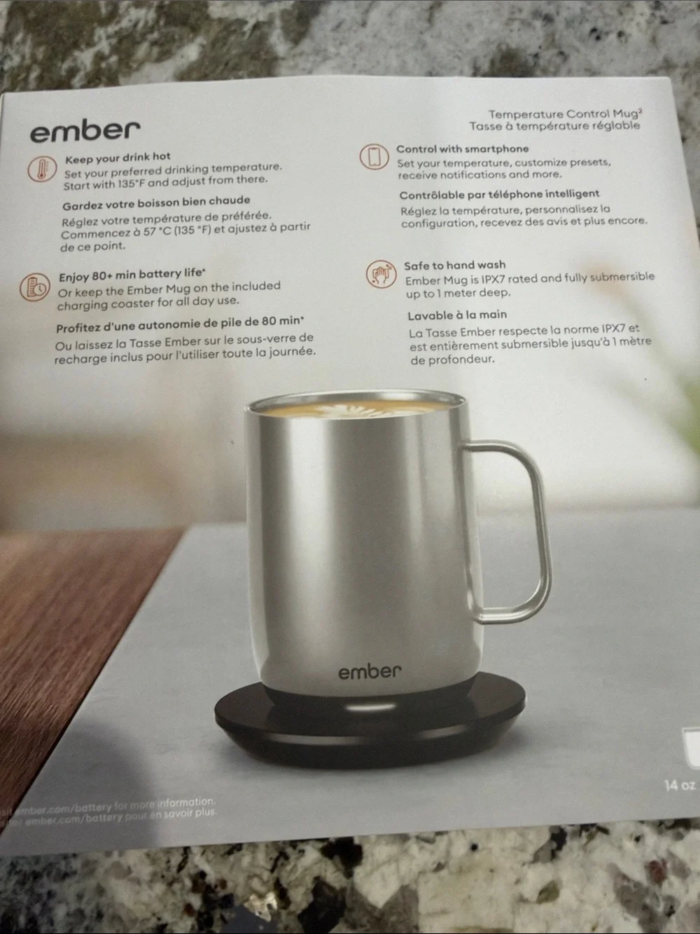 Ember 2 Temperature Control Mug 14oz with Sliding Lid - Stainless Steel Edition